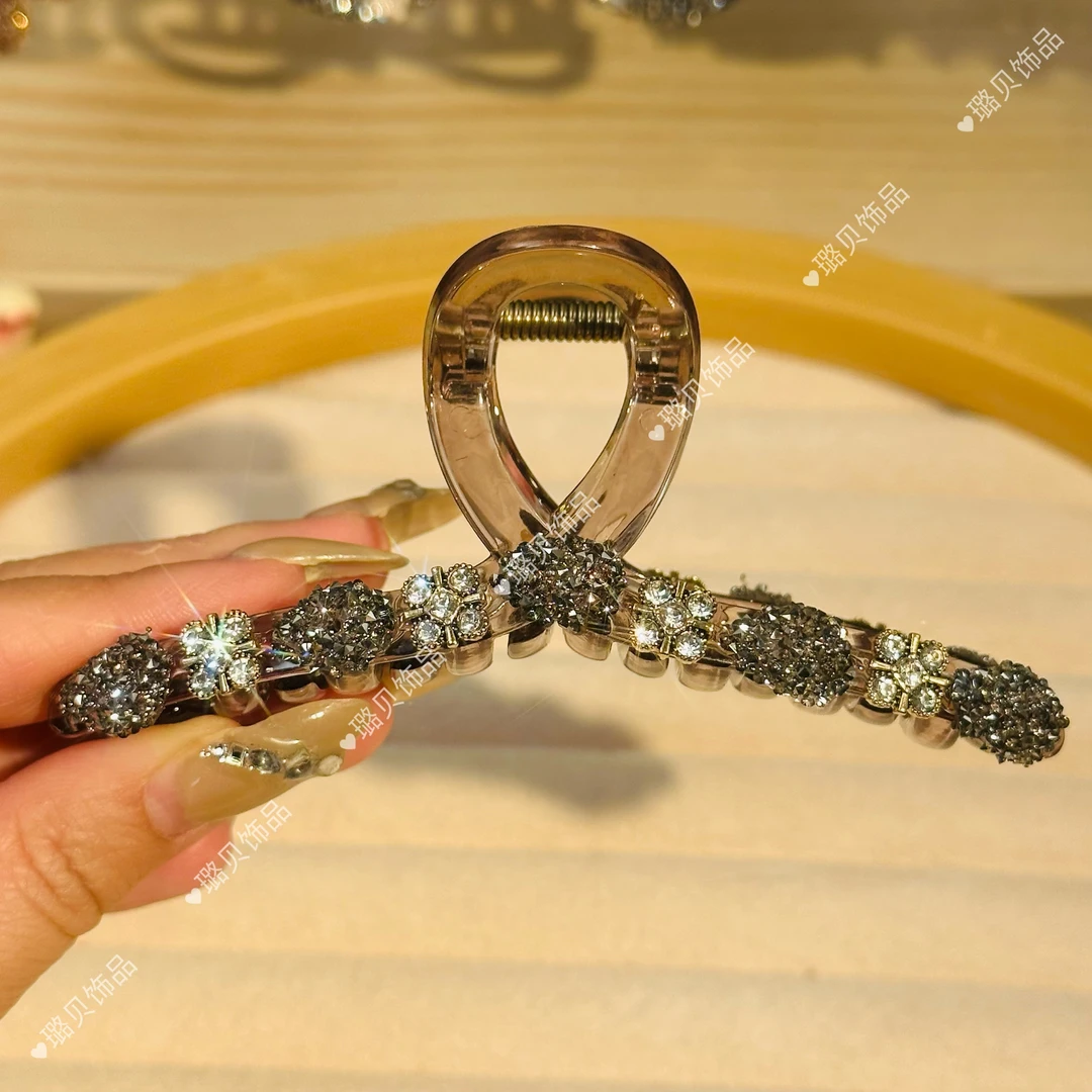 11cm复古水滴茶咖抓夹时尚百搭双面重工