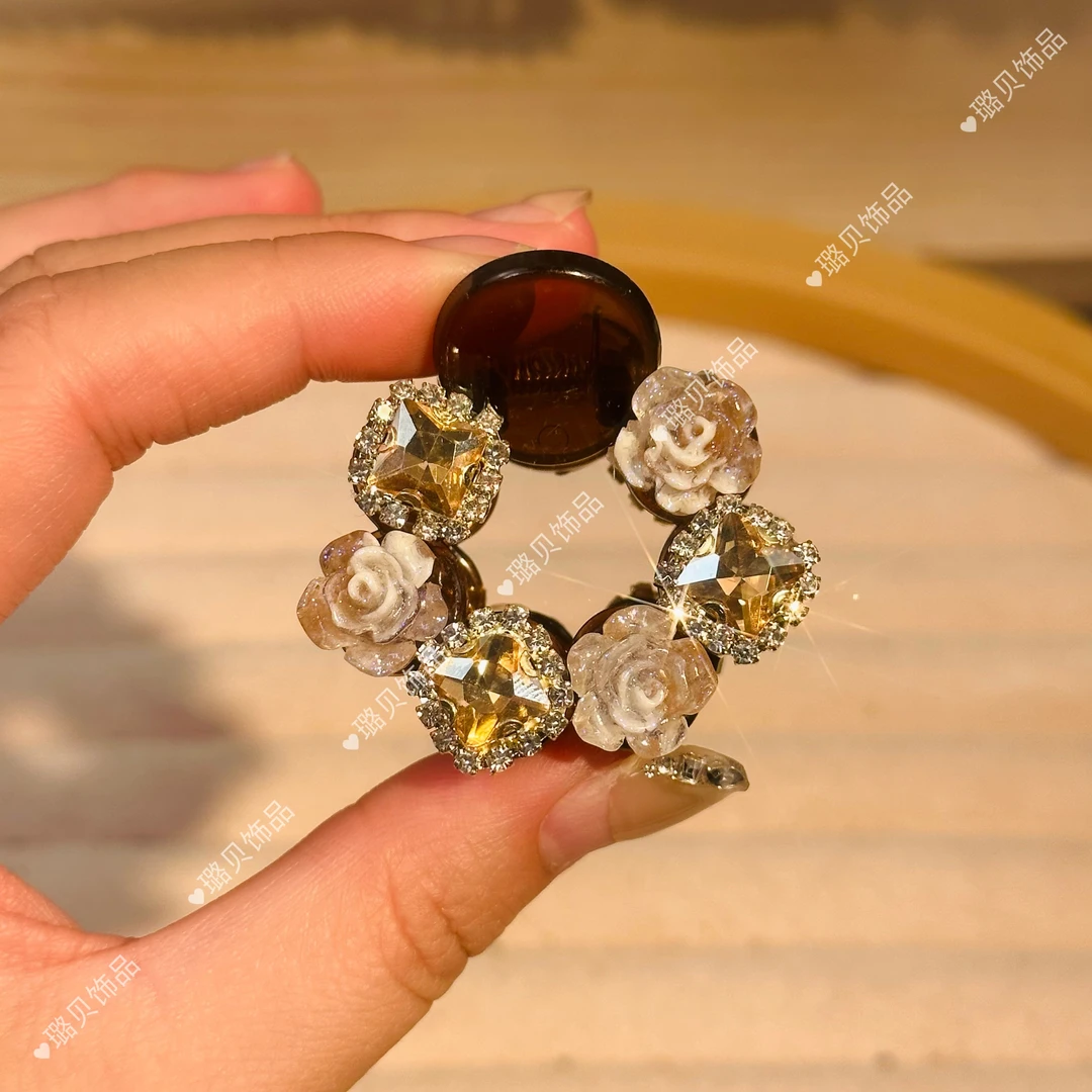 A65半扎花花抓夹小香风发夹发卡时尚百搭