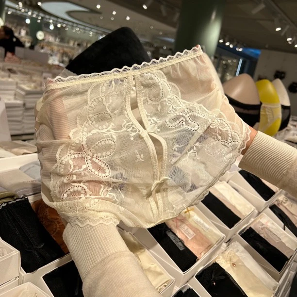 锦绣金玉 中高腰性感蕾丝包臀舒适透气时尚三角内裤短裤3条装