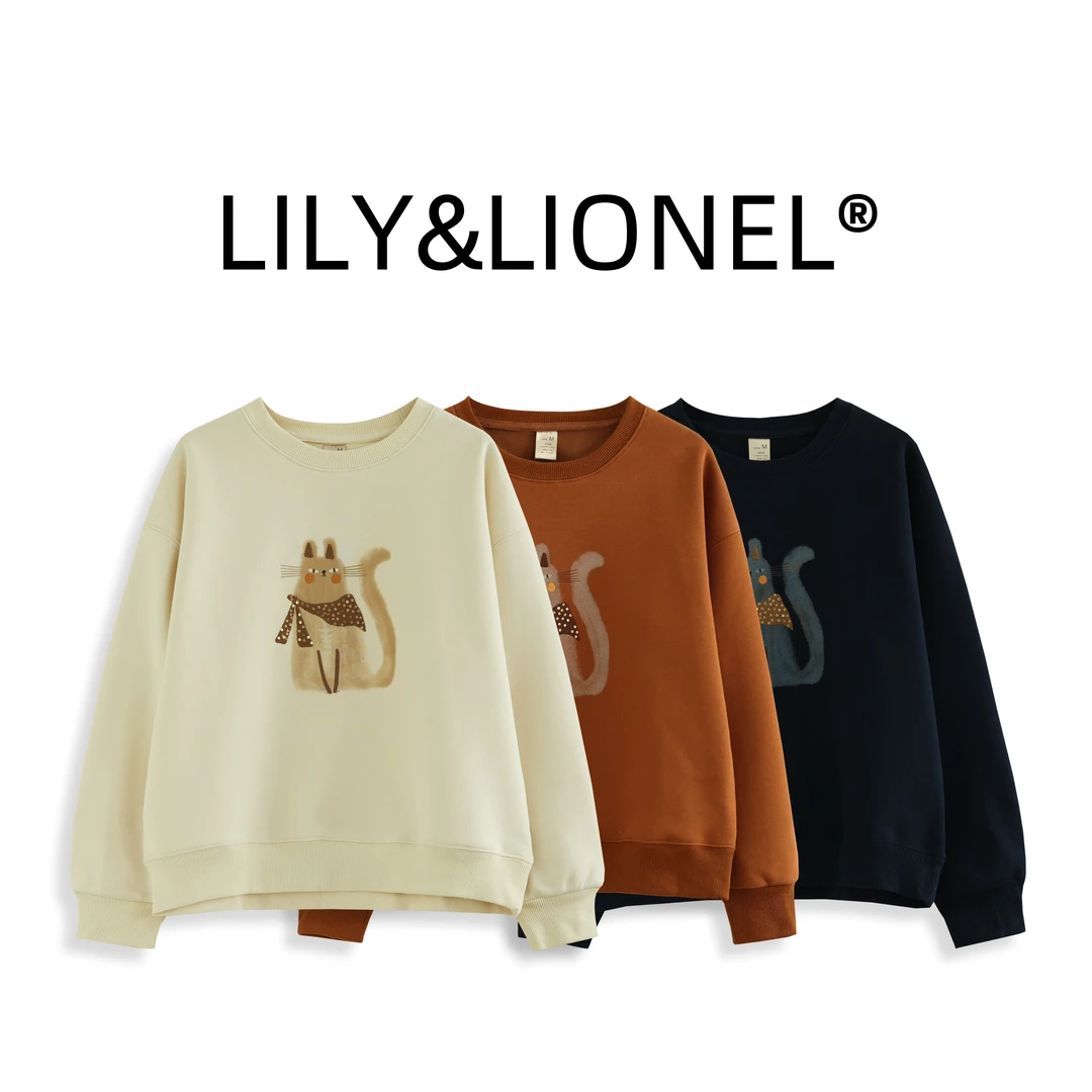 「可爱猫咪」刺绣+印花 保暖加厚摇粒绒卫衣 冬季韩版百搭加绒