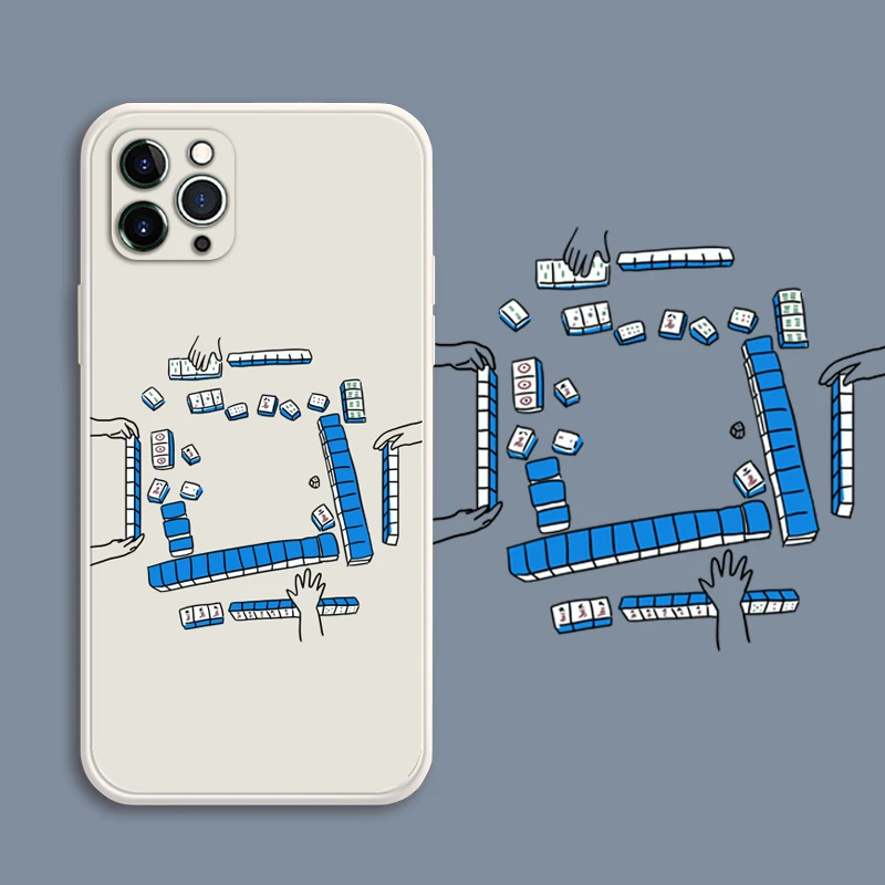 直边轻薄款苹果/华为/VIVO/OPPO/小米卡通麻将情侣软硅胶手机壳