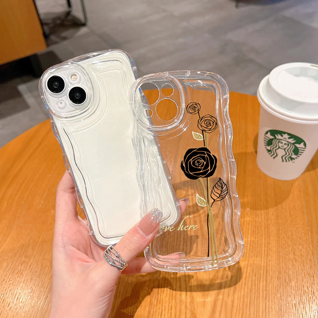 汽泡适用iphone15苹果14pro荣耀90红米k60波浪边花朵高级感手机壳