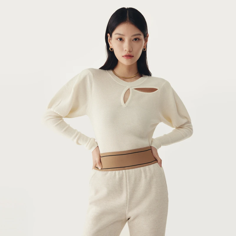 HPLY/荷比俪冬季新款女圆领打底衫保暖时尚长袖针织衫HDC42650148