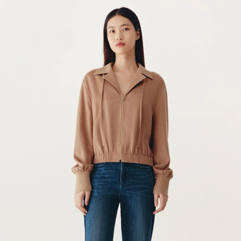 HPLY/荷比俪新款时尚休闲个性羊毛针织罗文袖口衬衫HMC41630155