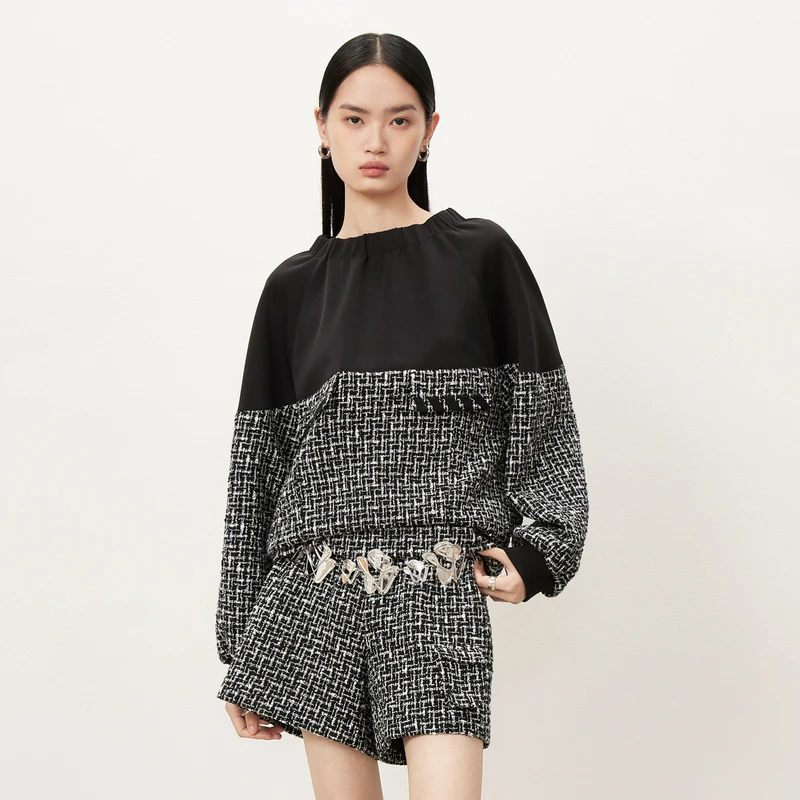 【商场同款】HPLY荷比俪秋季新款慵懒风拼接上衣HMD34610178