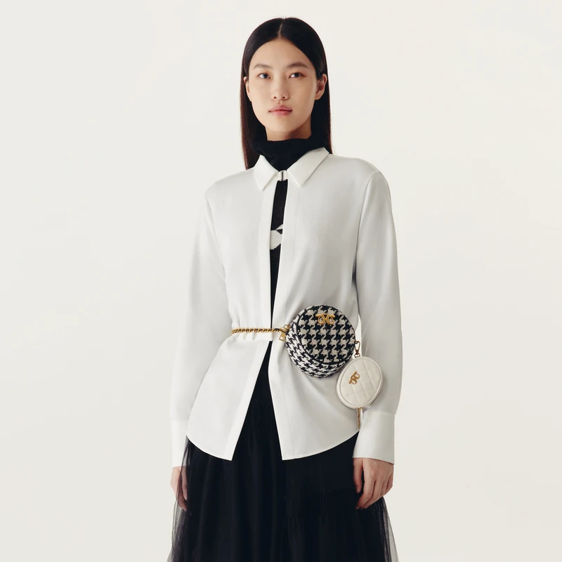 HPLY荷比俪春季新款女通勤宽松版型金属九子勾衬衫HMC42630193