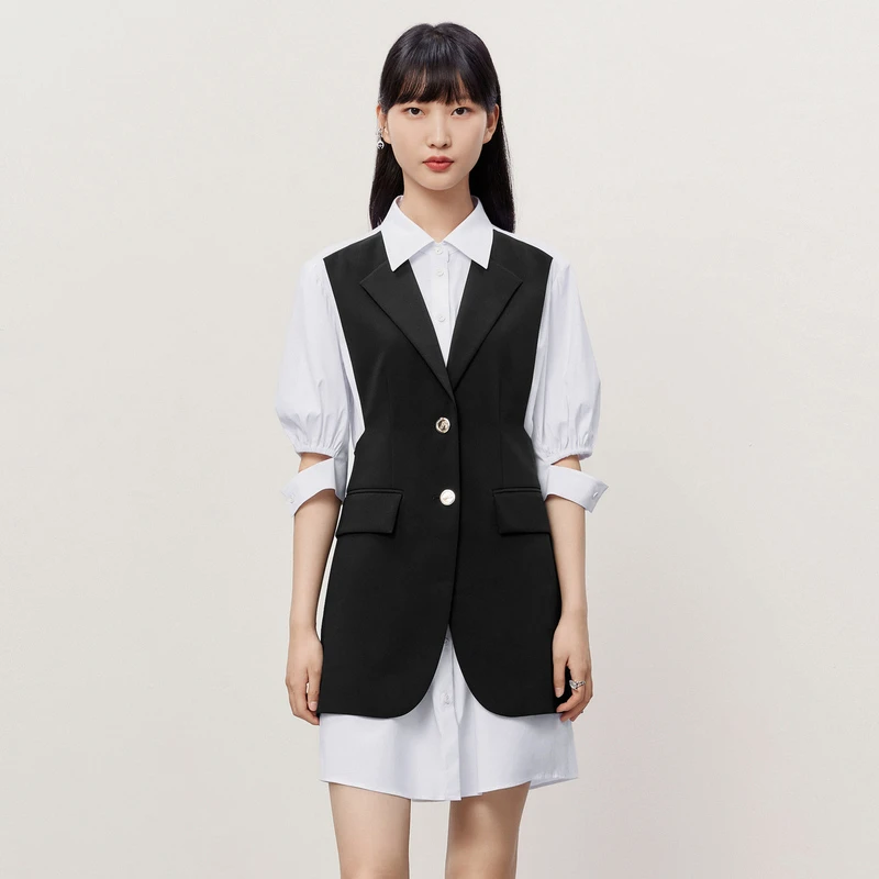 HPLY荷比俪夏季新款女假两件拼接式衬衫连衣裙HMD22750152