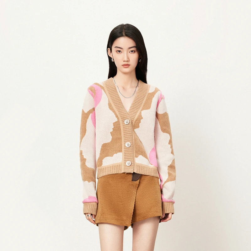 【商场同款】HPLY荷比俪冬季新款提花拼接针织衫HYD42650151