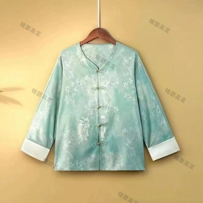 新中式国风盘扣长袖外套女宽松2024春秋新款气质提花休闲上衣256A