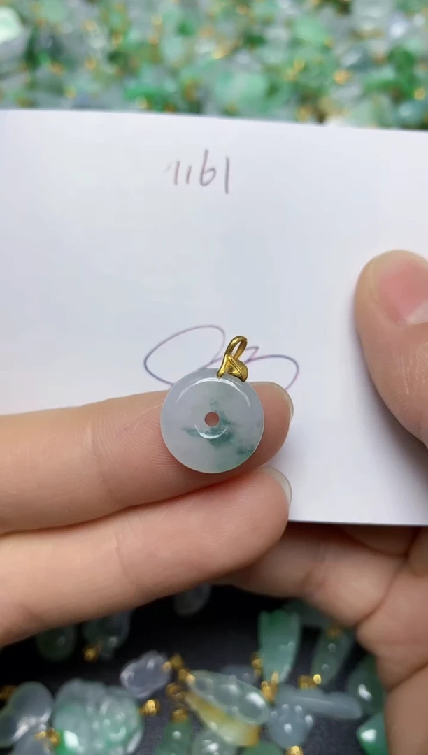 【闪购商品】翡翠挂件18K金镶嵌   天然翡翠A货