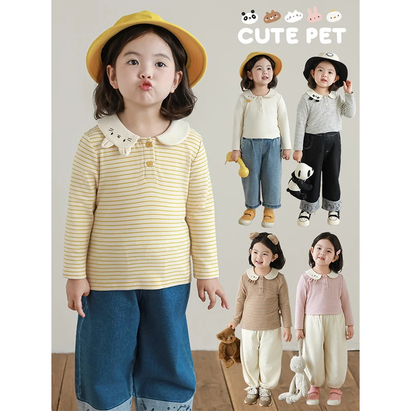 YOEHYAUL/幼悠幼悠秋二波【萌宠贴贴】女童秋款长袖打底衫 Q4050-3