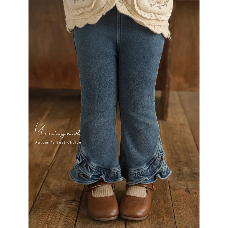 YOEHYAUL/幼悠幼悠【柔美荷花】秋三波春秋女童洋气阔腿牛仔裤Q4121