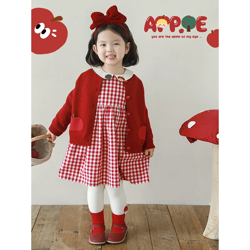 YOEHYAUL/幼悠幼悠秋一波毛衣女童宝宝复古针织柔软开衫潮Q4094