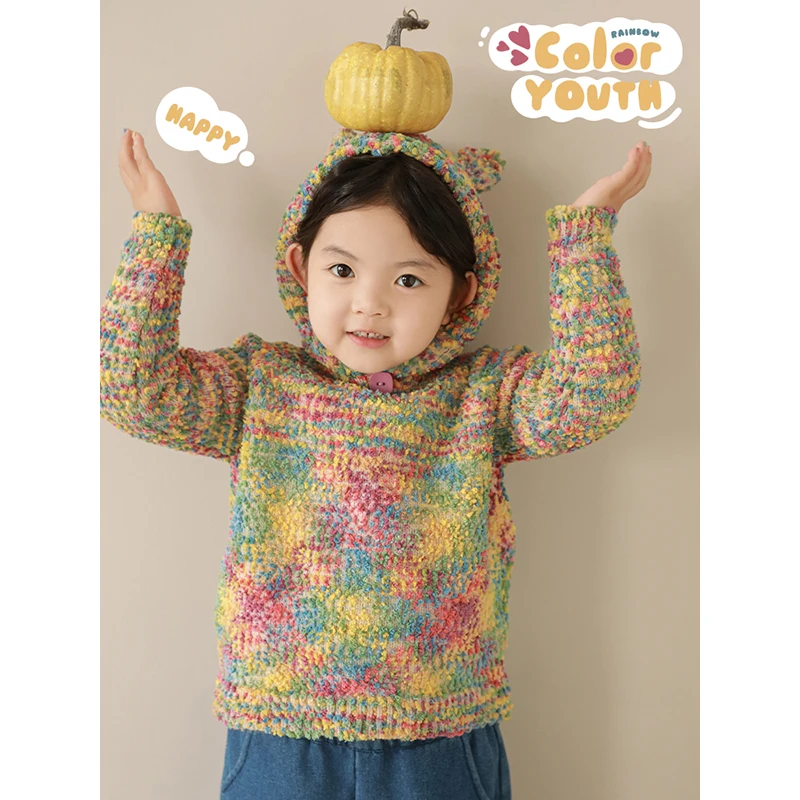 YOEHYAUL/幼悠幼悠 冬二波【卖萌萌娃】弹力保暖连帽毛衣 D3553-1