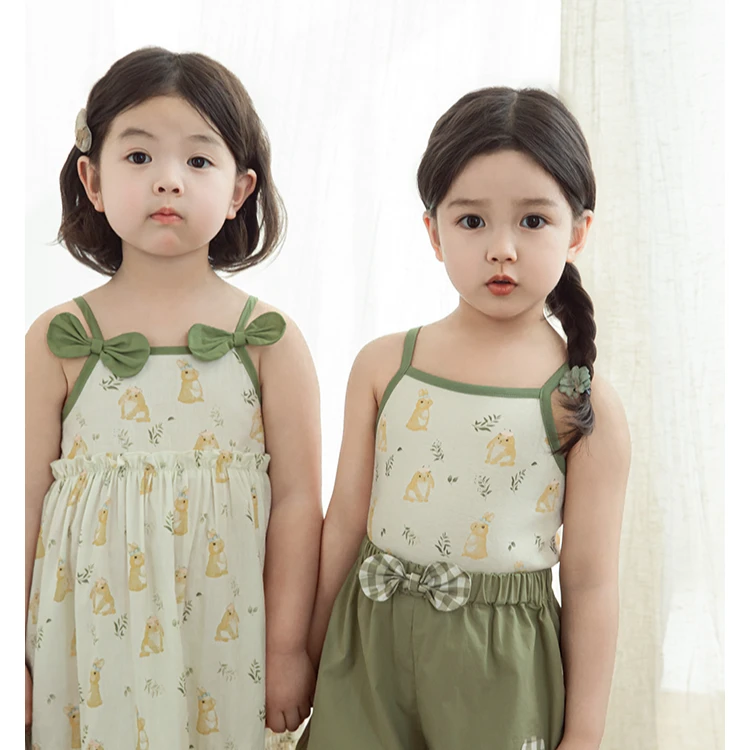 【清】幼悠夏时尚可爱印花碎花夏季舒适吸汗卡通动物森系吊带LX0058