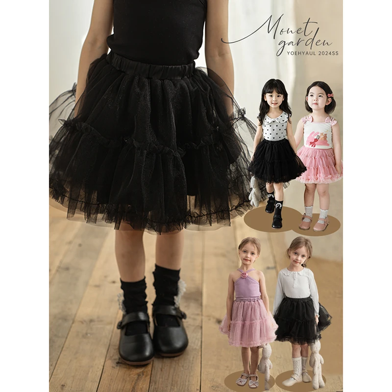 【清】幼悠女童夏五波甜美可爱洋气蕾丝裙子公主芭蕾半身裙EX0026