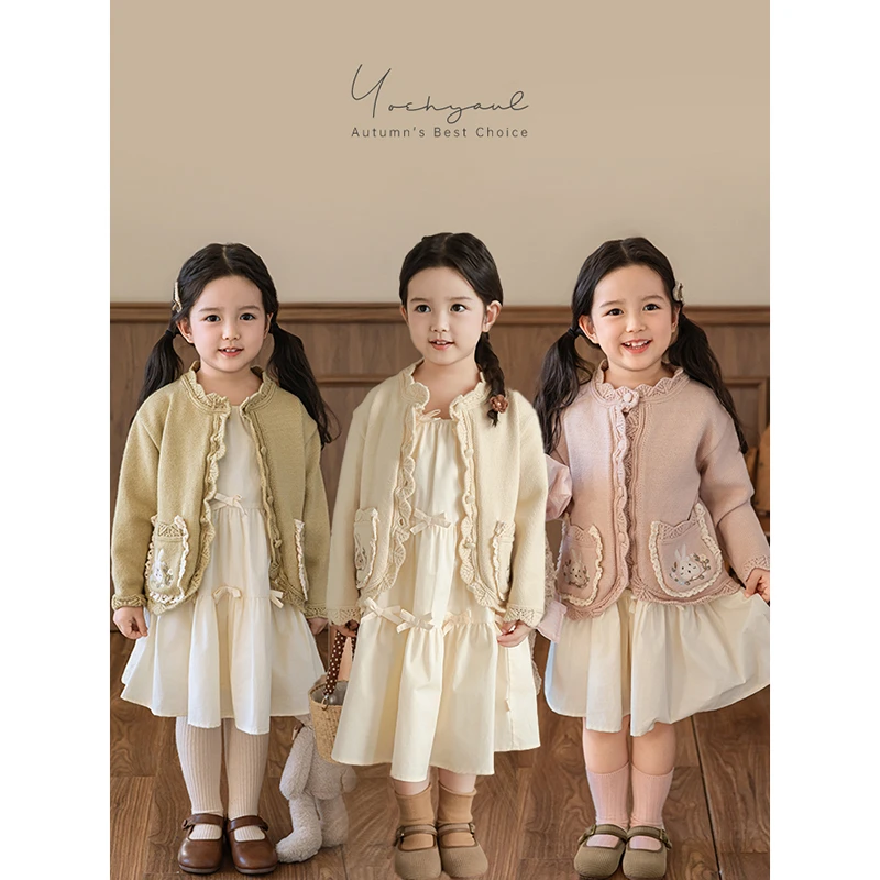 YOEHYAUL/幼悠【童话森林】幼悠秋三波女童春秋洋气毛衣开衫 Q4159