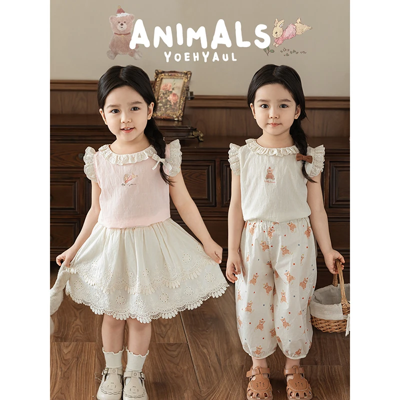 幼悠夏四波层次撞布 洋气休闲 宝宝夏季卡通印花百搭背心  LX0132