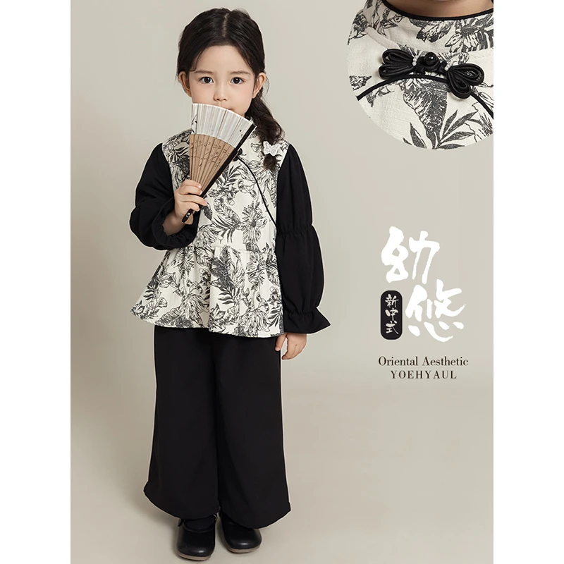 清 YOEHYAUL/幼悠秋三波【东方闺秀】女童秋款古风娃娃衫外套Q4135