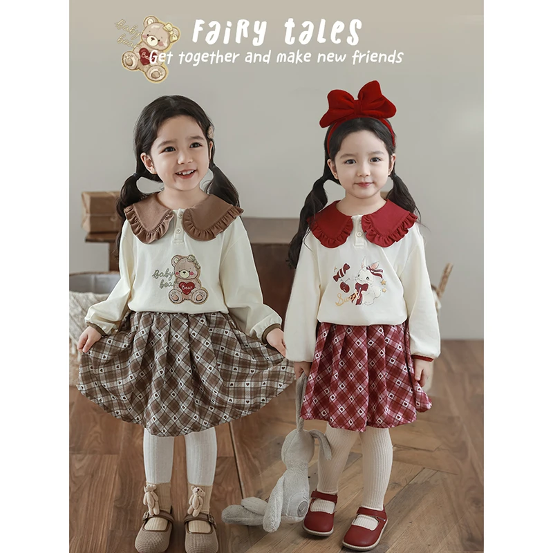 【清】幼悠秋一波女童宽松卡通时尚百搭翻领卫衣潮 Q3528