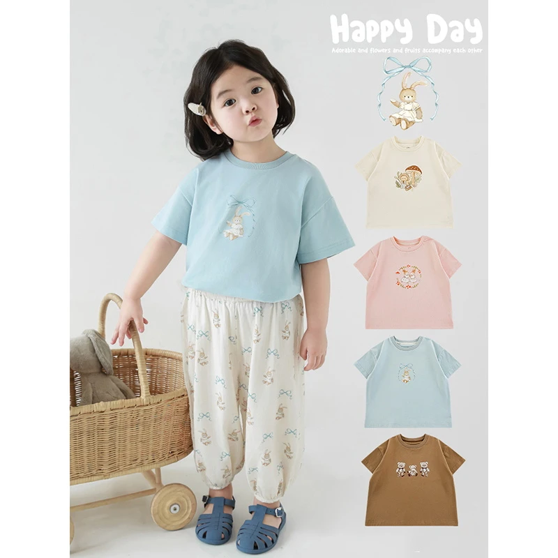 幼悠女童卡通短袖t恤夏季洋气童装可爱柔软儿童宽松休闲上衣X4429