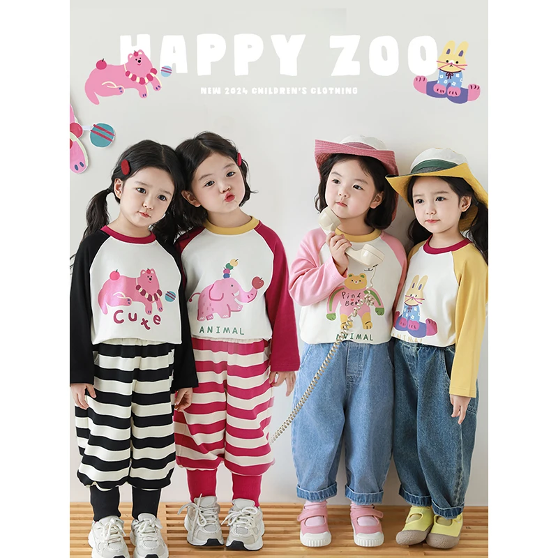 YOEHYAUL/幼悠秋一波女童卡通肩洋气儿童长T恤宝宝上衣童装LQ0074