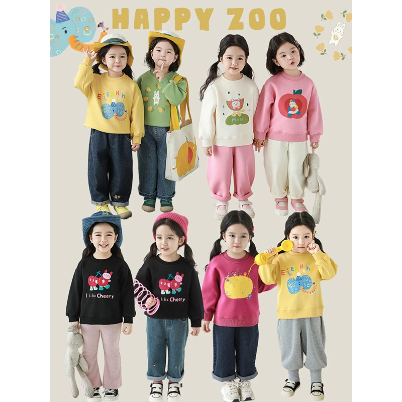 YOEHYAUL/幼悠幼悠【缤纷果园】秋三波春秋洋气百搭印花卫衣 LQ0073