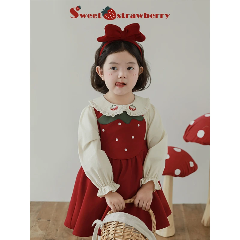 瑕 幼悠幼悠 秋二波【甜俏莓丽】女童洋气舒适背带裙Q4118-1