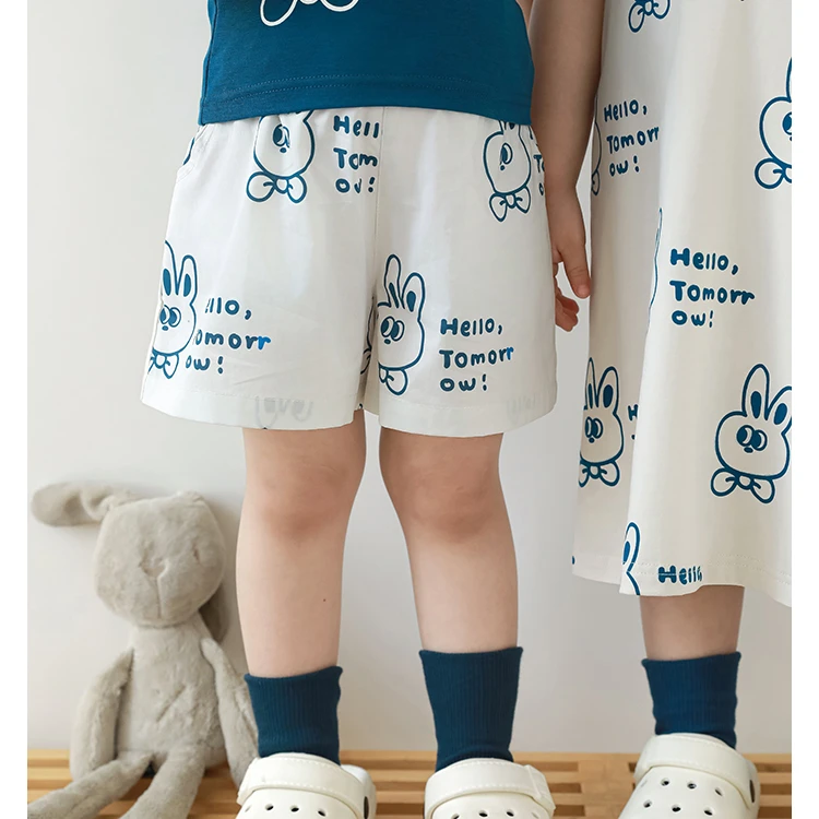 清幼悠夏四波女童醒目撞色罗纹包边裤子休闲百搭洋气短裤CX0015