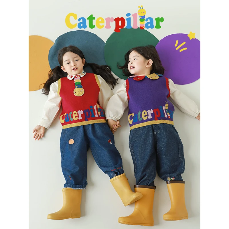 YOEHYAUL/幼悠幼悠 秋二波【缤纷虫虫】女童舒适秋款毛衣背心 Q4012