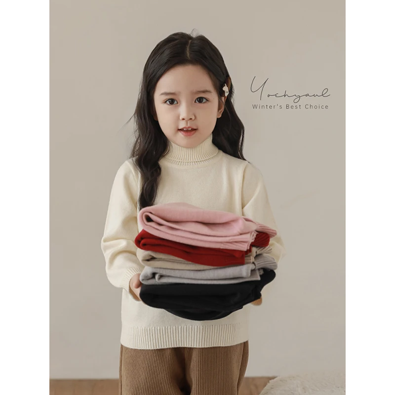 YOEHYAUL/幼悠幼悠 冬二波【冬意盎然】纯色高领休闲女童毛衣 D3524