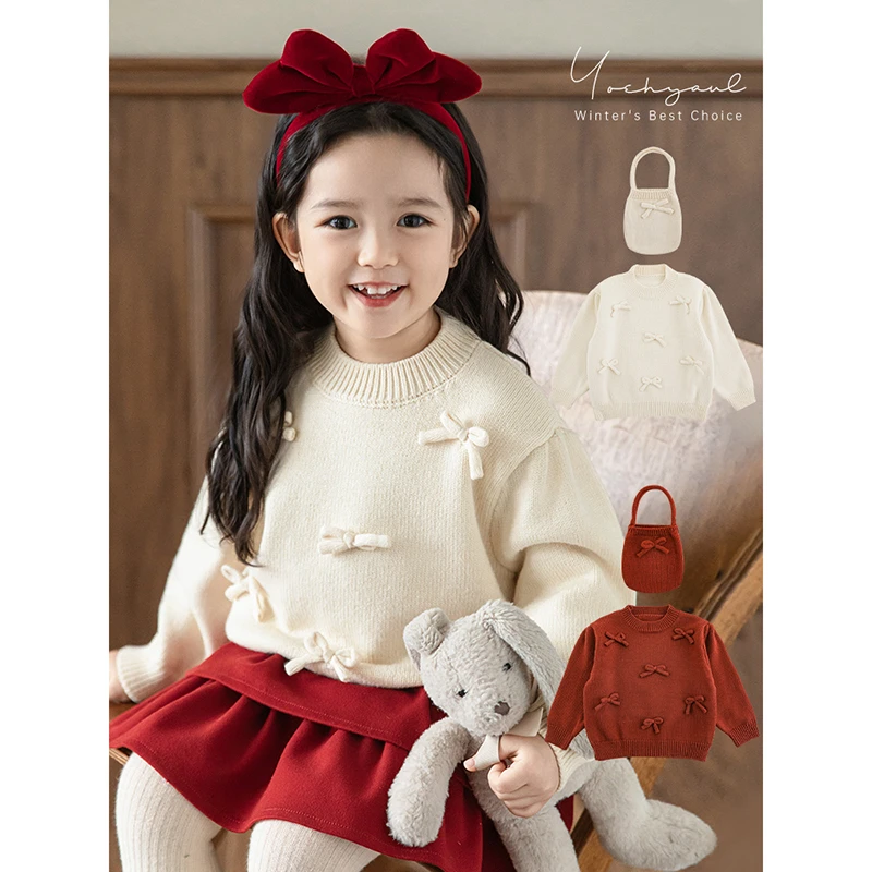 YOEHYAUL/幼悠幼悠【奢香女孩】冬五波加厚洋气秋冬套头毛衣D4038