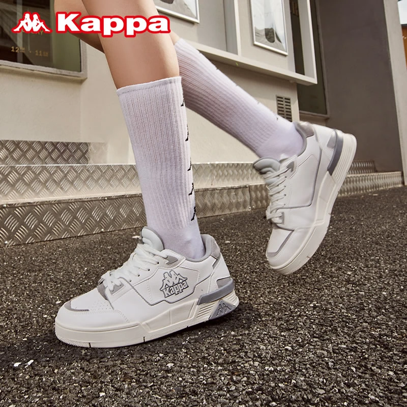 Kappa卡帕时尚板鞋女鞋休闲鞋皮面防滑耐磨拼接运动鞋K0CY5CC08D