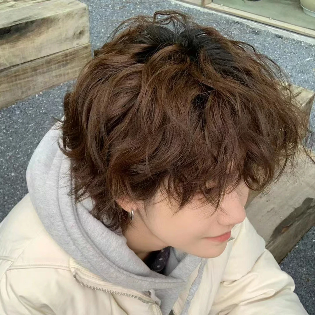 假发男帅气羊毛卷自然蓬松锡纸烫日系男士泡面头短发小卷毛头套