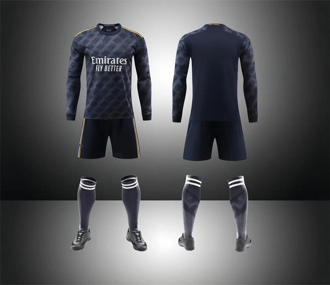 23/24赛季春秋皇马巴萨俱乐部国家队长袖球衣成人儿童足球训练服