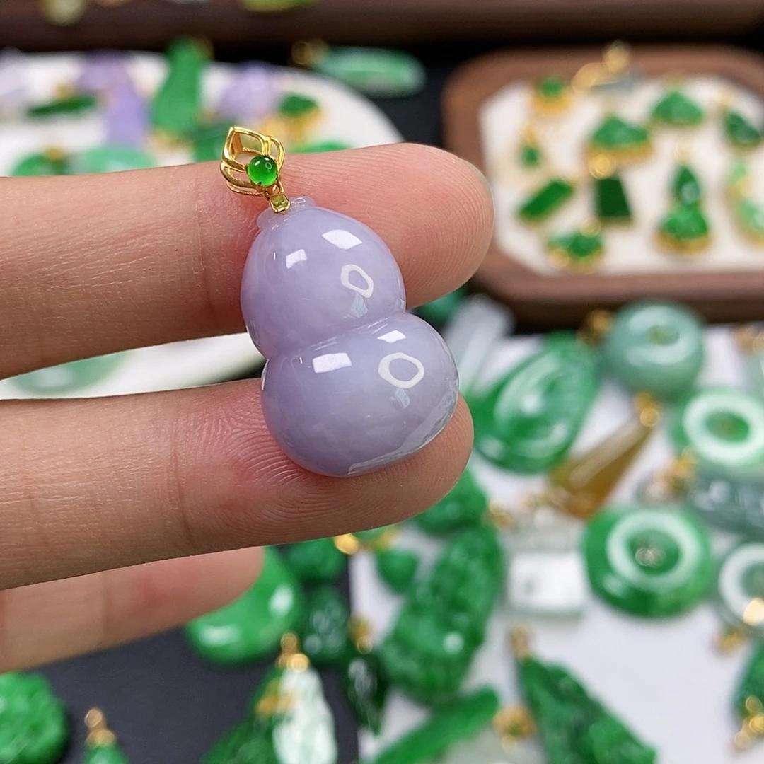 翡翠吊坠(不含链)18K金镶嵌