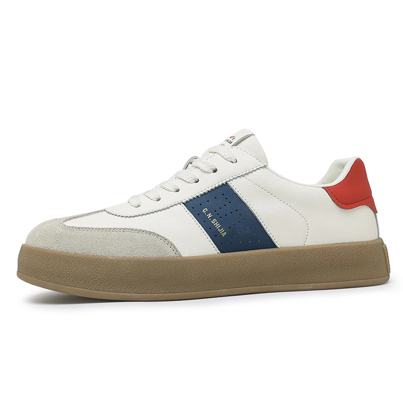 公牛世家四季德训鞋男士厚底显高工装通勤舒适百搭低帮拼色潮鞋男