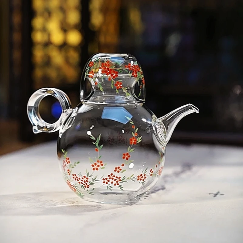 日式纯手工耐热玻璃泡茶壶高端轻奢花茶壶精致一人用一壶一杯