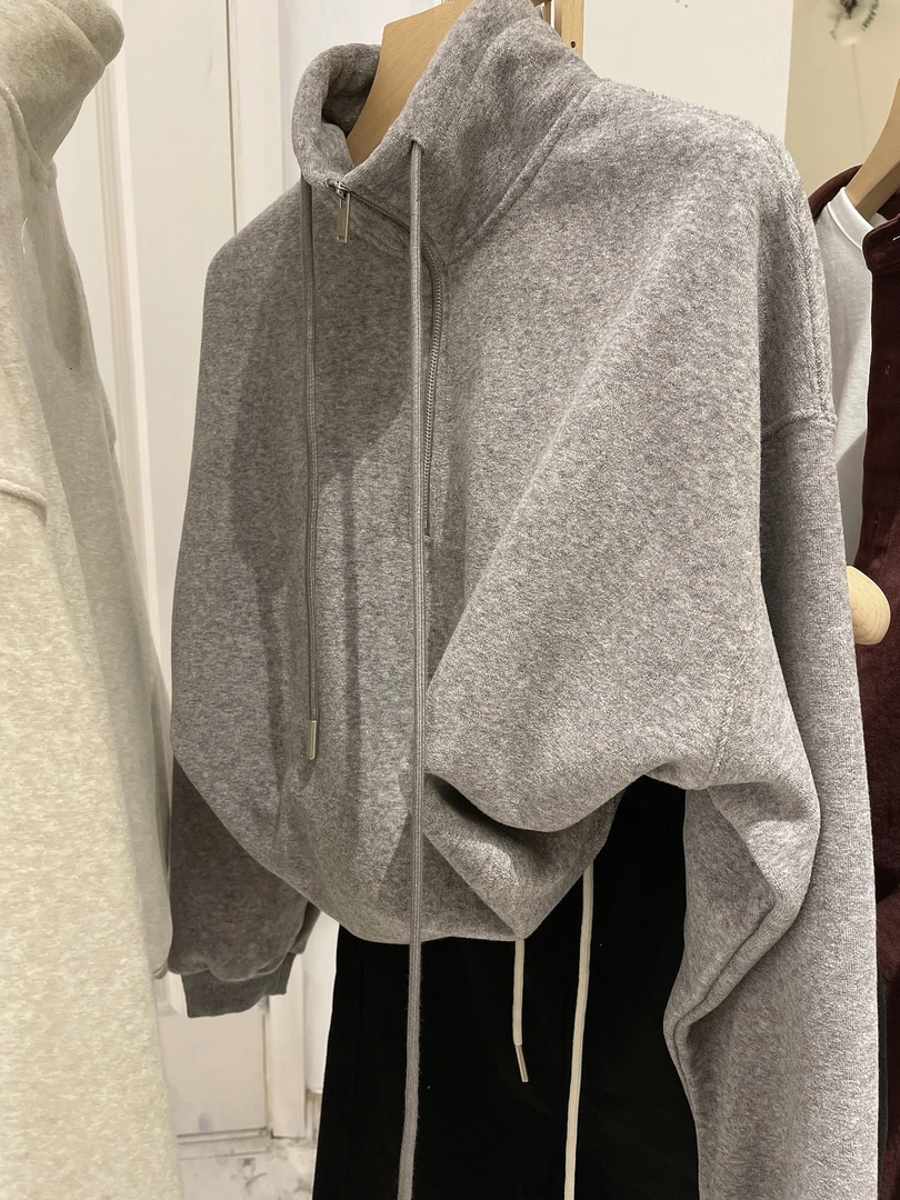 立领半拉链加绒加厚卫衣女秋冬宽松时尚休闲百搭上衣