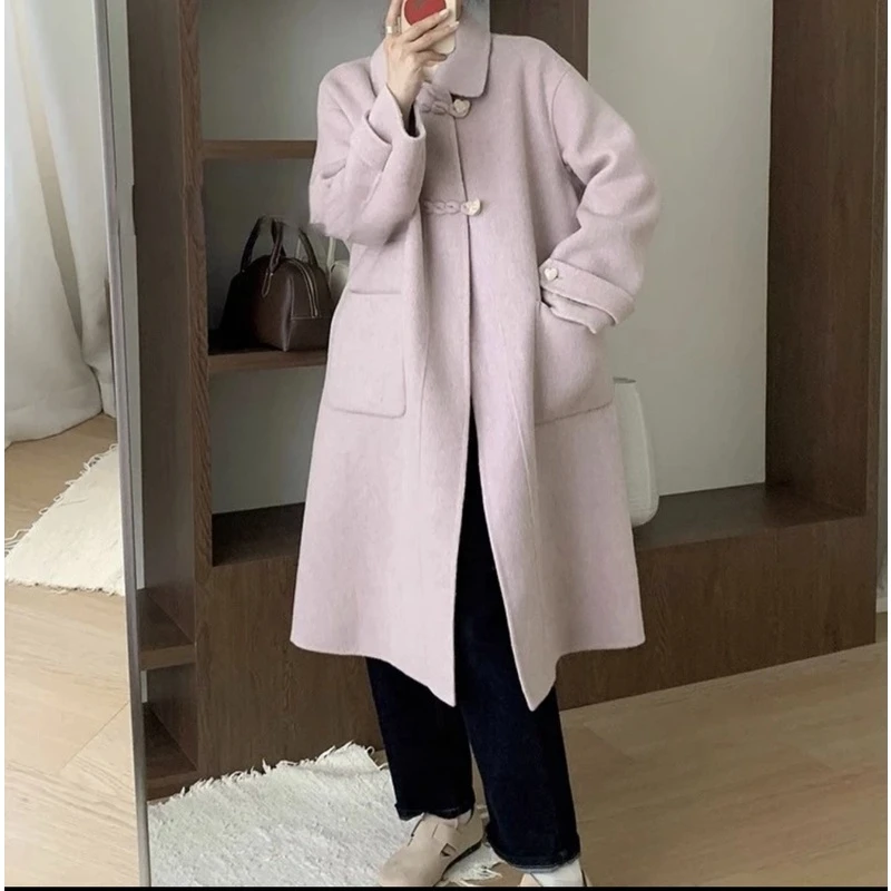 23056双面羊毛大衣女2025年秋冬新款毛呢外套双面呢韩版气质