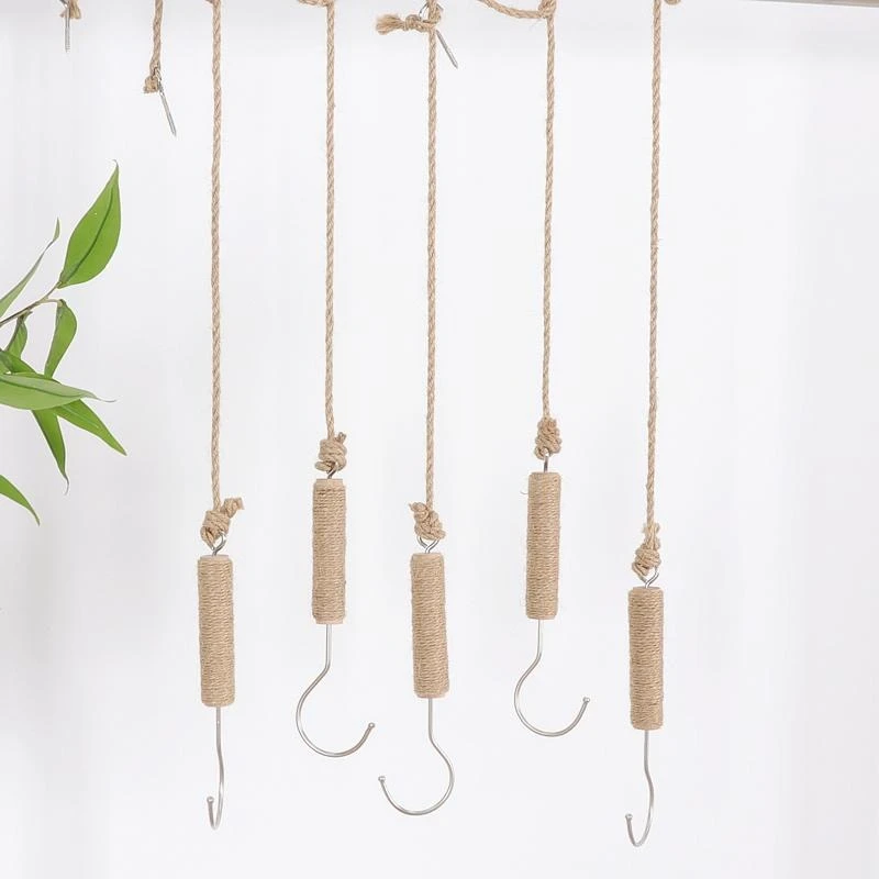 女装服装店专用实木木质棉绳加长悬挂型S钩配件展示陈列道具挂钩