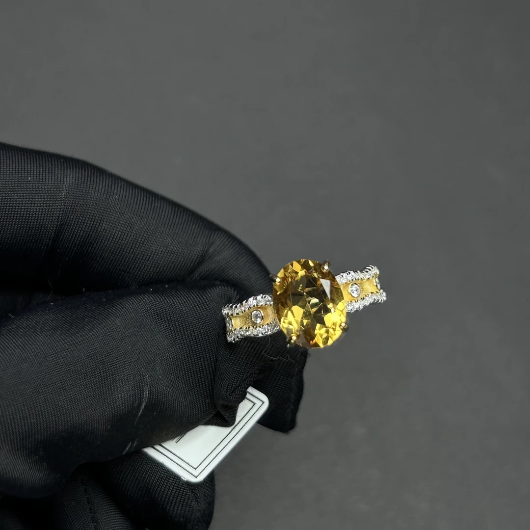 S925银黄水晶戒指【多样性发一】【HSJ009】