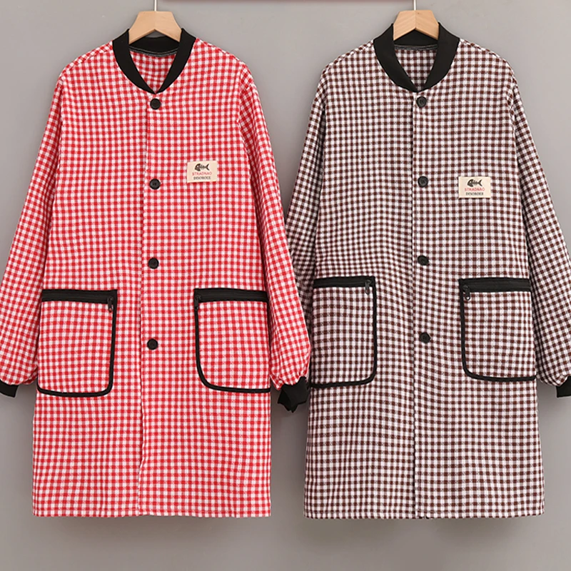 罩衣女冬天外穿厨房长袖围裙厨房做饭耐脏家用防水做饭工作服外套