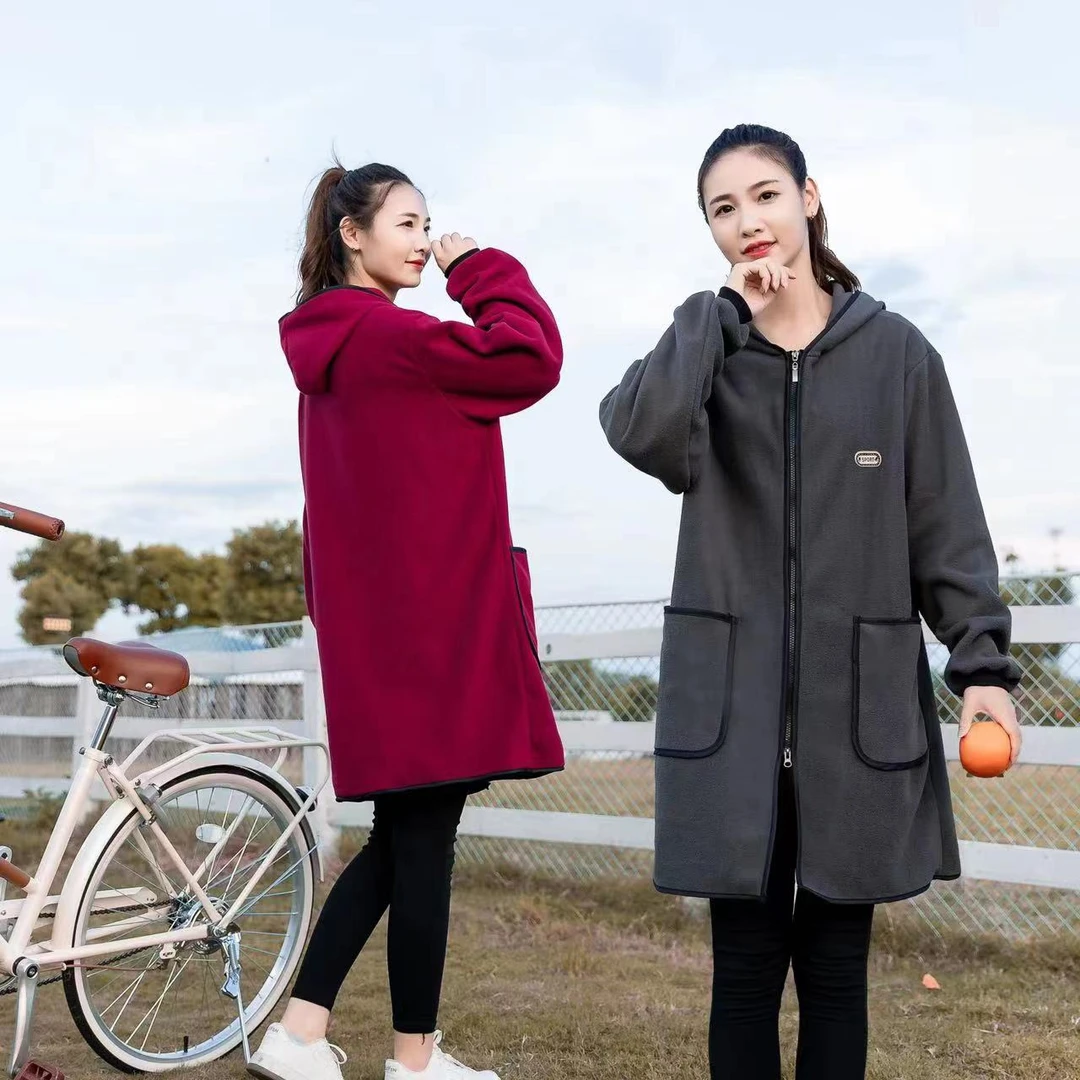 新款加绒加厚罩保暖衣摇粒绒防污时尚洋气女家居长袖耐脏男工作服