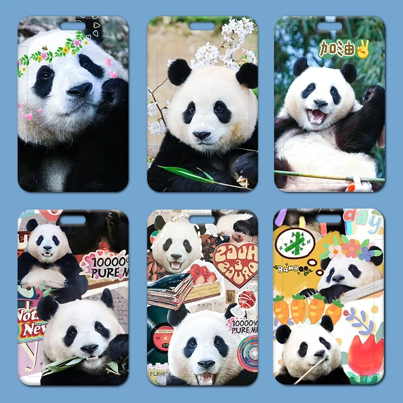 大熊猫福宝卡套校园卡学生饭卡门禁卡校园卡保护套硬卡套身份证件