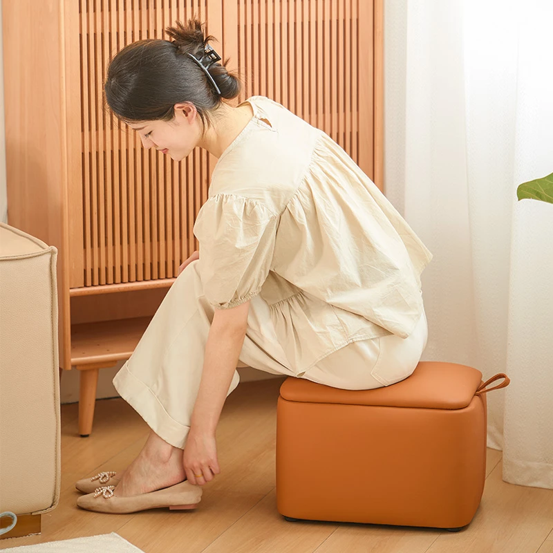 换鞋凳客厅凳子猫抓皮家用茶几凳简约轻奢脚踏凳小凳子入户穿鞋凳