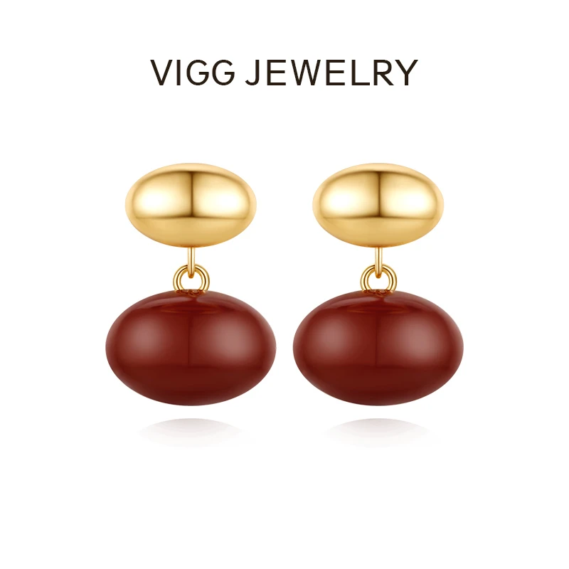 VIGG 合金珐琅耳饰 红豆耳钉气质轻奢时尚小众百搭精致设计感