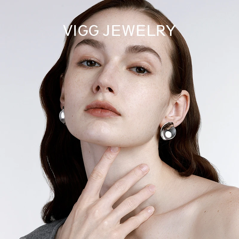 VIGG 合金耳饰 湖泊耳钉 时尚小众经典精致女士耳饰气质简约