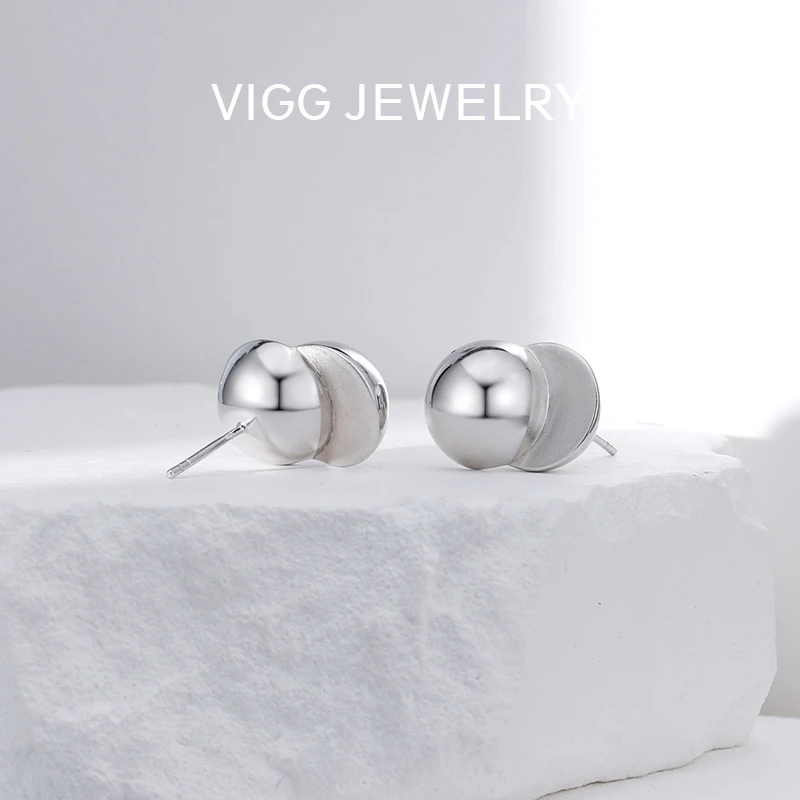 VIGG 合金耳饰 半球耳钉 轻奢简约 时尚百搭 个性设计 小众