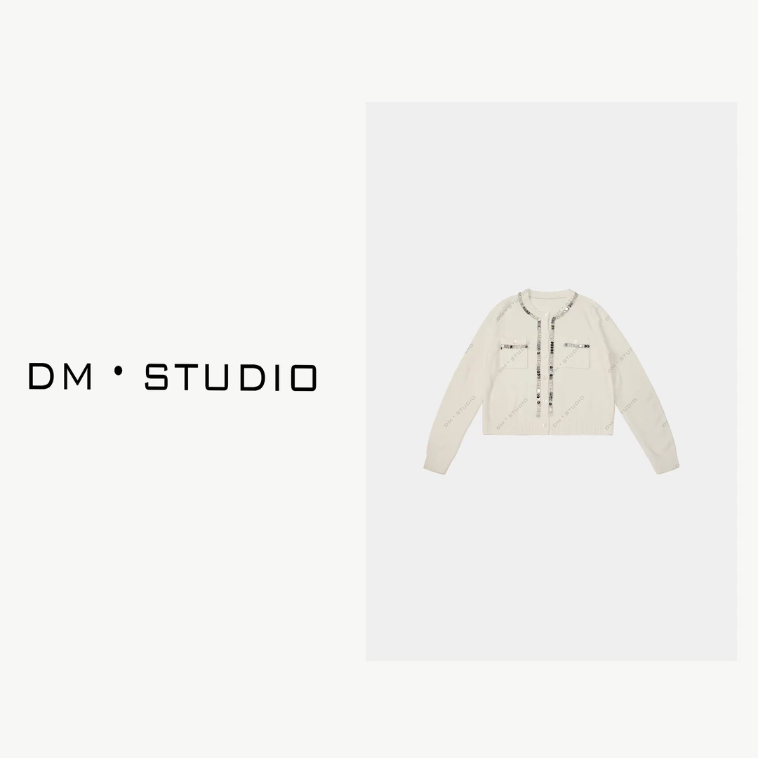 DEDM-DM•STUDIO/小众设计感静奢亮片特种纱线混纺开衫毛衣(89031)